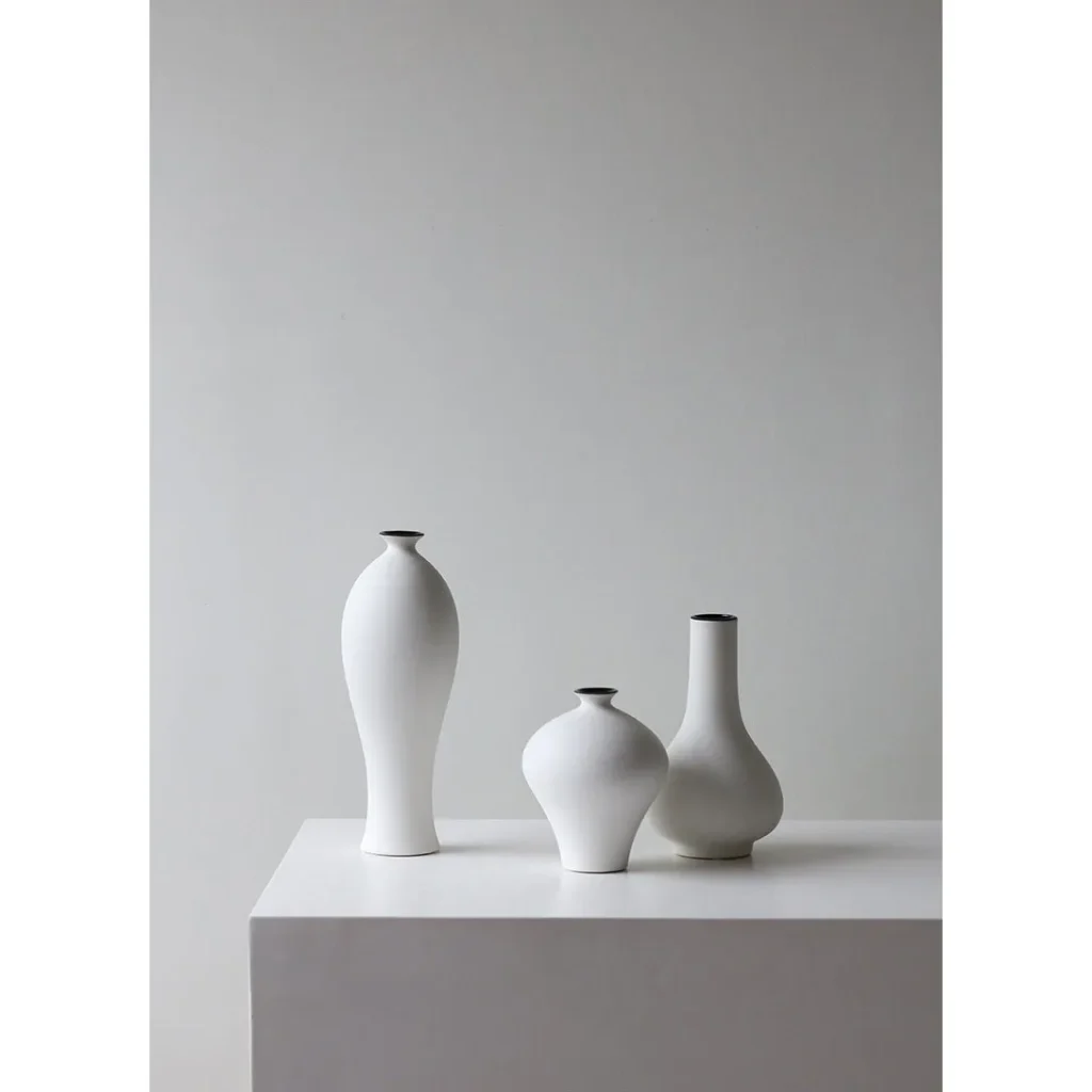 Bisque Song Aesthetic Bud Vases in ivory — in a room setting