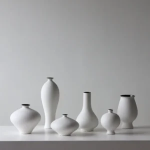 Bisque Song Aesthetic Bud Vases in ivory — in a room setting