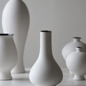 Bisque Song Aesthetic Bud Vases in ivory — in a room setting