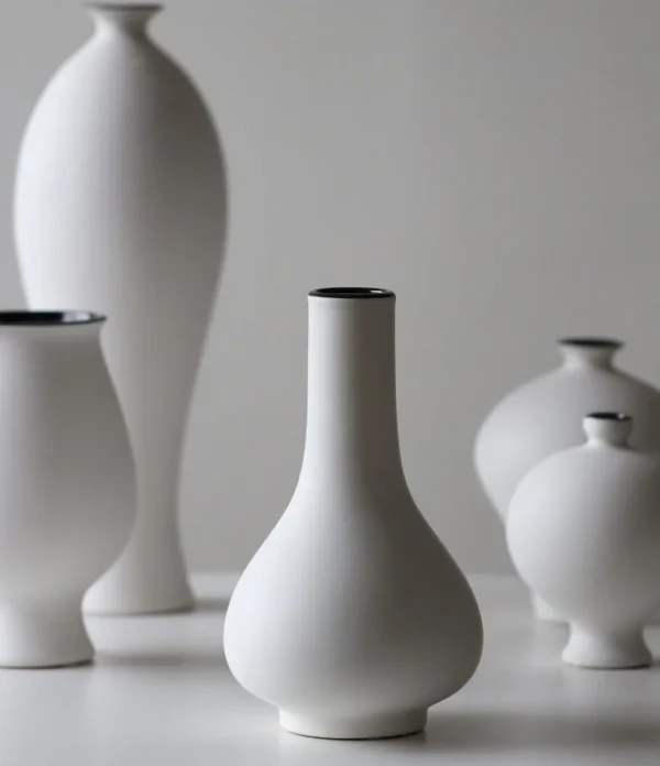 Bisque Song Aesthetic Bud Vases in ivory — in a room setting