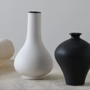 Bisque Song Aesthetic Bud Vases in ivory — in a room setting