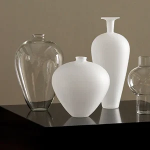 Clear Borosilicate Glass Vases in ivory — front view