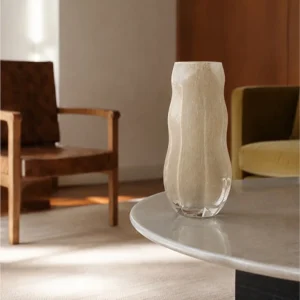 Jade-Effect Rippled Glass Vase in slate — front view