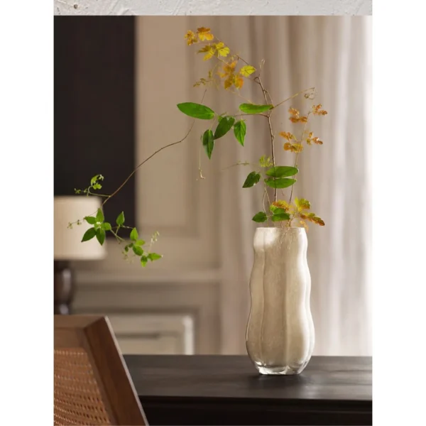 Jade-Effect Rippled Glass Vase in slate — in a room setting