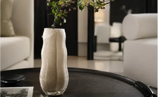 Jade-Effect Rippled Glass Vase in slate — in a room setting