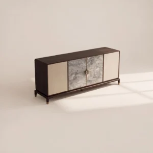 Chinese Stone Fabric Four Door Sideboard in natural stone — front view