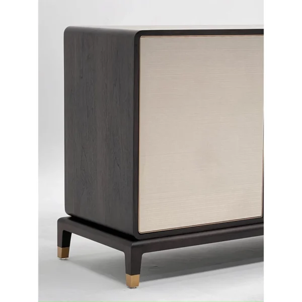 Modern Chinese Sideboard with Stone and Fabric Doors in clay — in a room setting