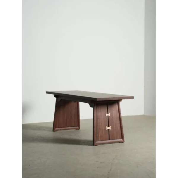 New Chinese Mortise-and-Tenon Solid Ash Tea Table, 180 cm in natural oak — in a room setting