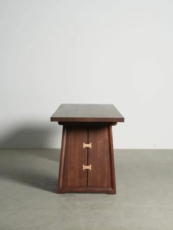 New Chinese Mortise-and-Tenon Solid Ash Tea Table, 180 cm in natural oak — in a room setting