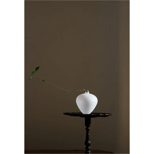 Frosted Borosilicate Glass Plum Bottle Vase, Medium in ivory — in a room setting