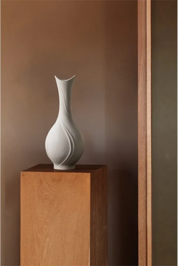 Song Aesthetic White Bloom Tabletop Vase, Large or Medium in ivory — in a room setting