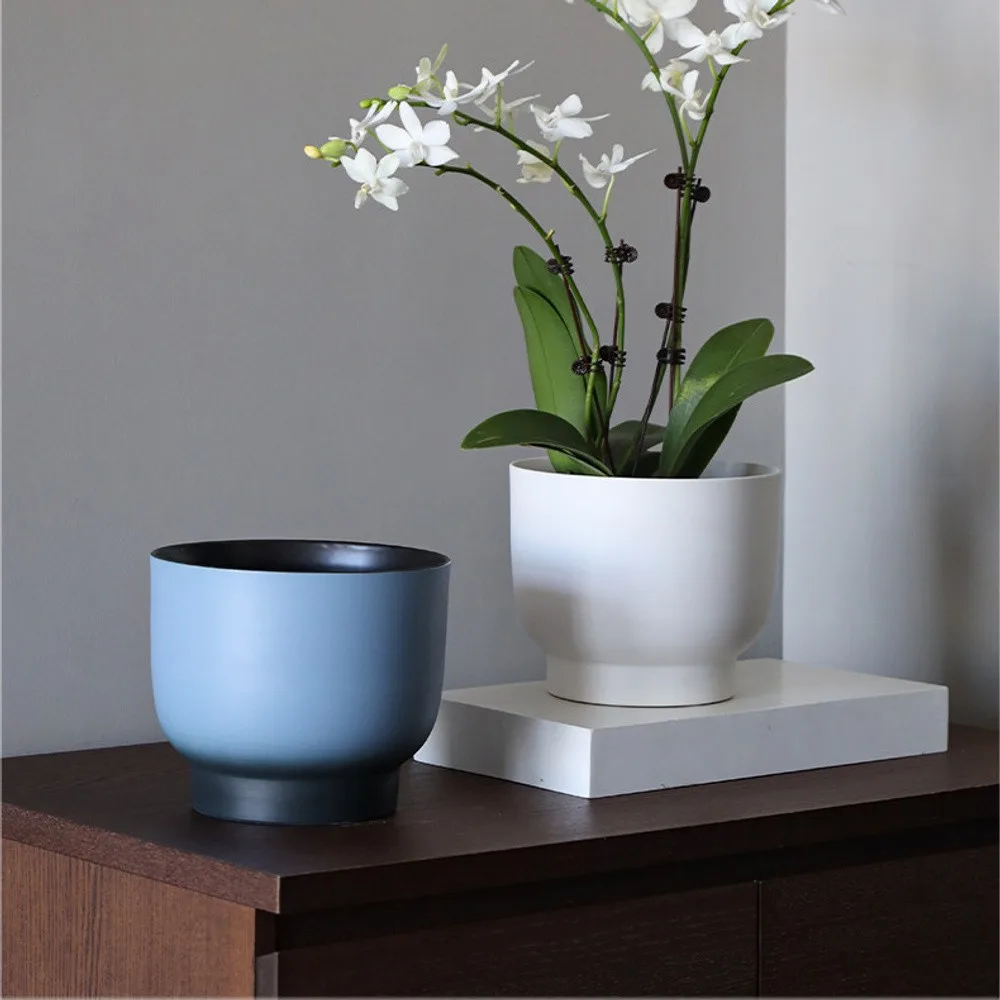 Matte Ceramic Planter Pots in ivory — front view