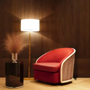 Year Red Handmade Armchair in velvet — front view