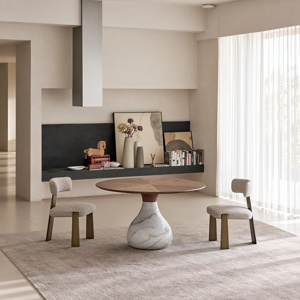 Square-Back Dining Chair on Brushed Bronze Legs in oatmeal — front view