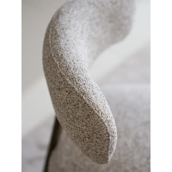 Square-Back Dining Chair on Brushed Bronze Legs in oatmeal — in a room setting
