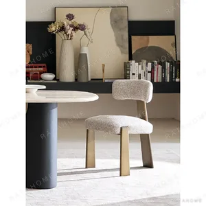 Square-Back Dining Chair on Brushed Bronze Legs in oatmeal — in a room setting