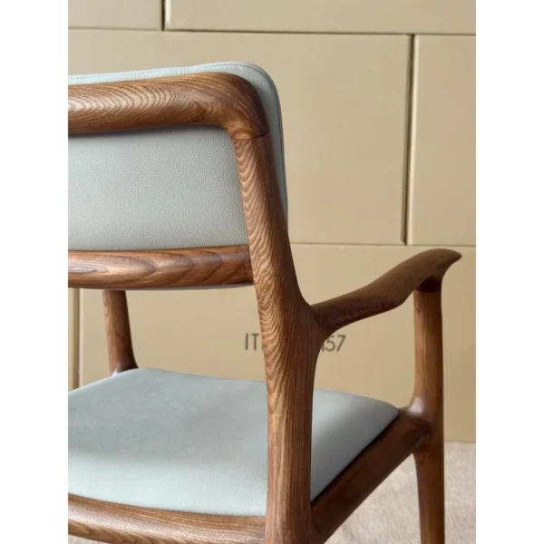 FAS Ash Dining Armchair with Grey Leather in walnut — in a room setting