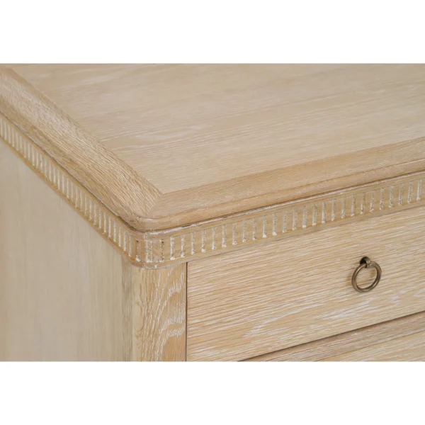 Whitewashed Oak Six-Drawer Tall Chest in natural oak — in a room setting