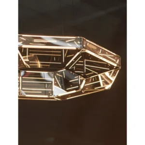 Octagonal Prism Halo Five Ring Chandelier, 115 cm in silver — in a room setting