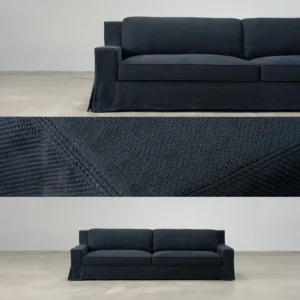 Slipcovered Sofa in Navy Matte Linen — front view