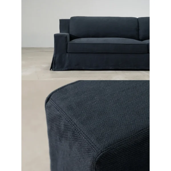 Slipcovered Sofa in Navy Matte Linen — in a room setting