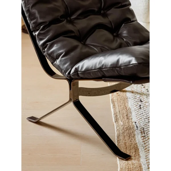 Ohm Lounge Chair in Natural Full-Grain Leather on Steel Base — in a room setting