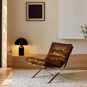 Ohm Lounge Chair in Tiger Mountain Jacquard Velvet on Steel — front view