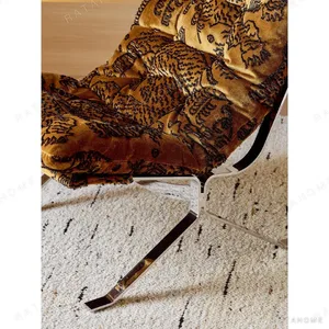 Ohm Lounge Chair in Tiger Mountain Jacquard Velvet on Steel — in a room setting