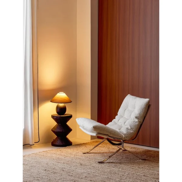 Ohm Lounge Chair in Wool Bouclé on Steel Base — in a room setting