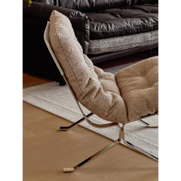 Ohm Lounge Chair in Wool Bouclé on Steel Base — in a room setting