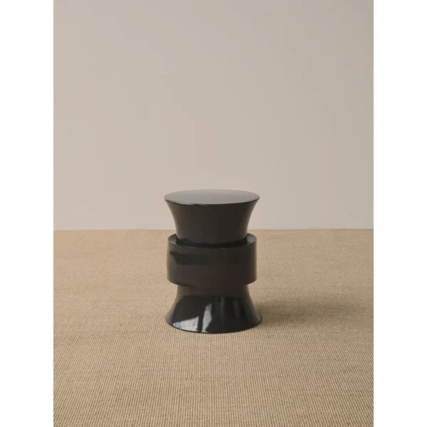 Hand-Forged Brass Tripod Side Table with Textured Top in black — in a room setting