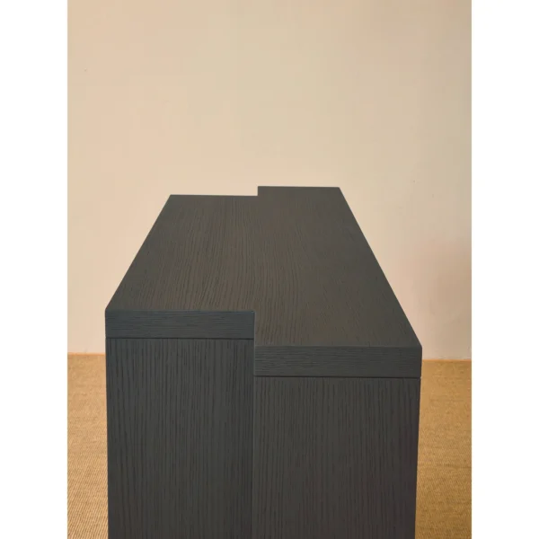 Walnut Cabinet in Black Oak Frame with Brass — in a room setting