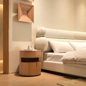 Open Mouth Side Table in solid wood — front view