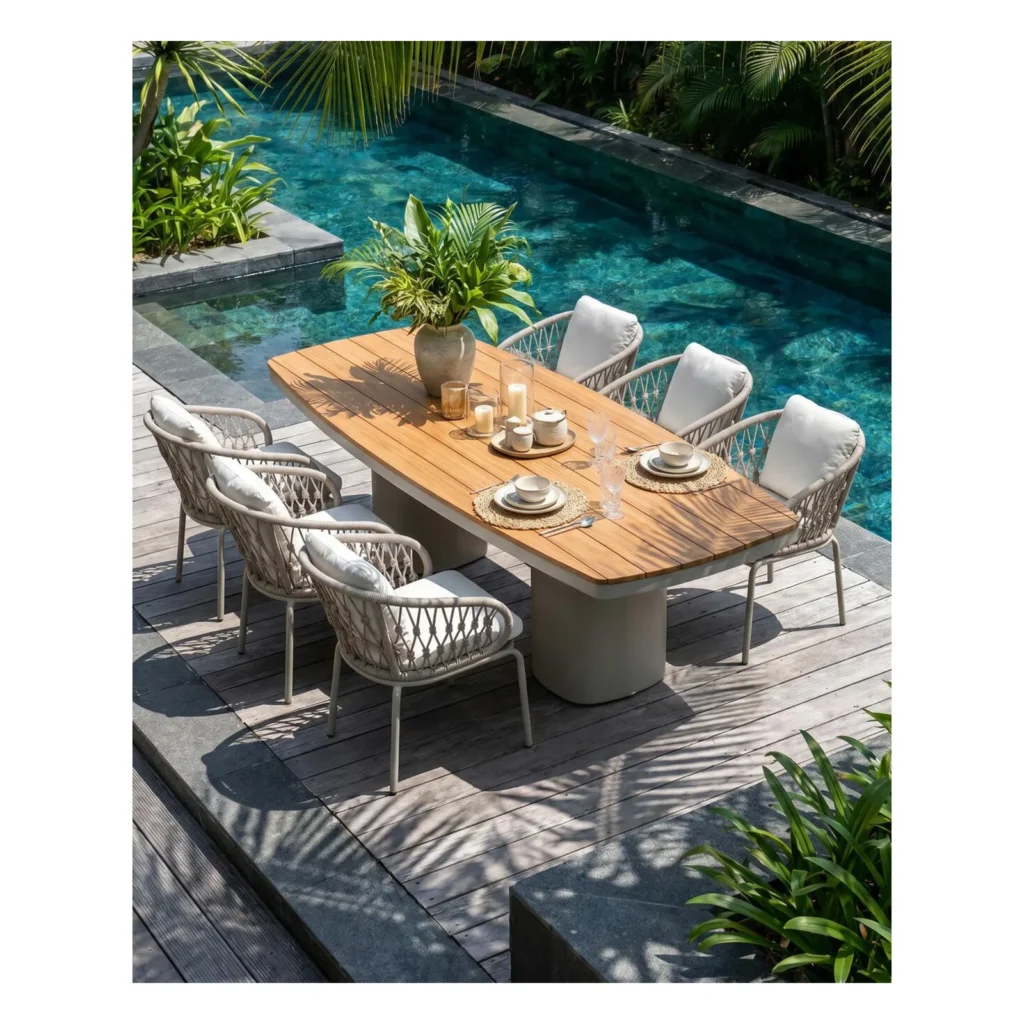 Outdoor Dining Table Durable — front view