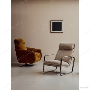 Owen Lounge Chair Family in Chenille on Steel Frames — in a room setting