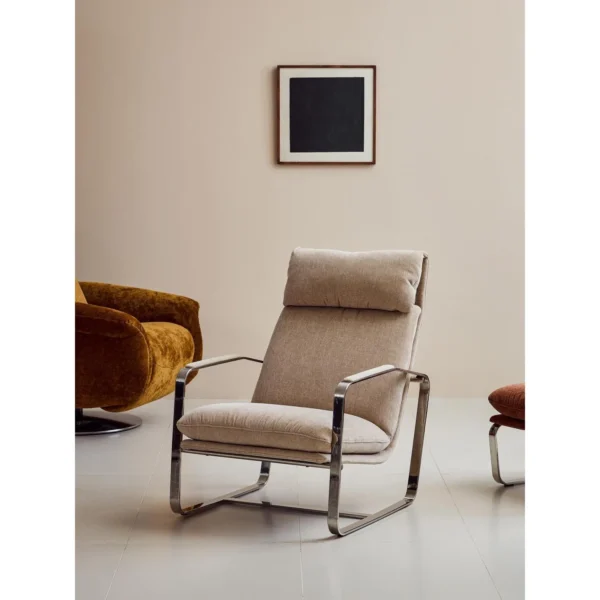 Owen Lounge Chair Family in Chenille on Steel Frames — in a room setting