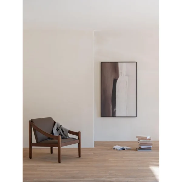 Pali Teak Lounge Chair in Taupe Microfibre Leather — in a room setting