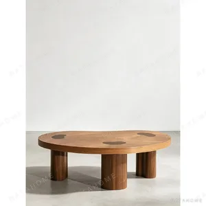 Pascal Marquetry Coffee Table in natural oak — in a room setting