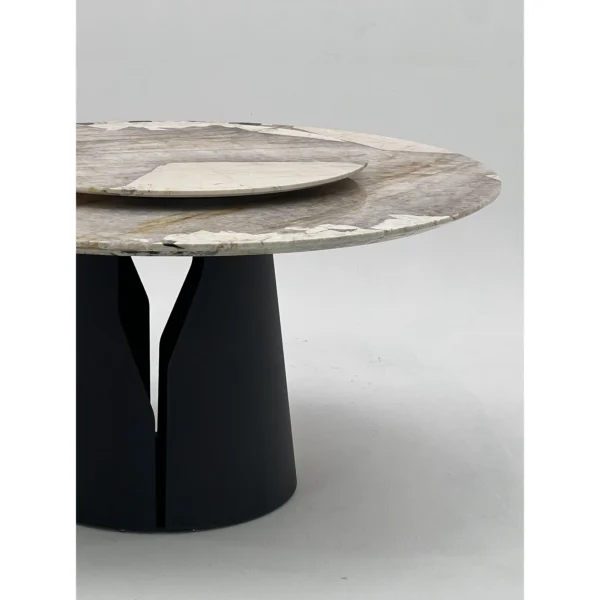 Patchwork Stone Round Table in ivory — in a room setting