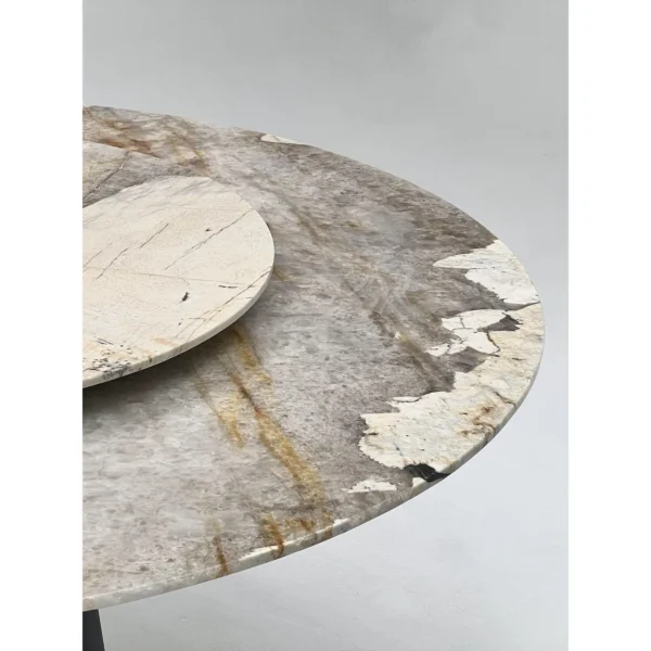 Patchwork Stone Round Table in ivory — in a room setting