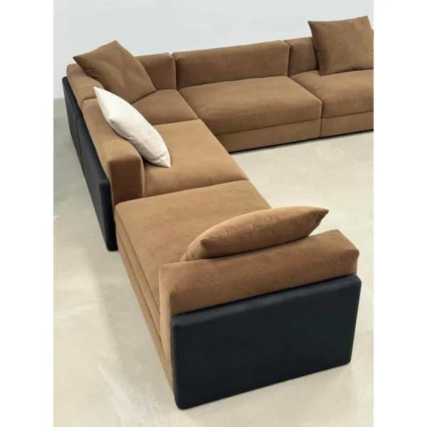 Modular Corner Sofa in Chocolate Mohair — in a room setting