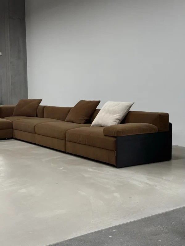 Modular Corner Sofa in Chocolate Mohair — in a room setting