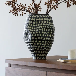 Paulownia Seed Pod Artificial Stems in oatmeal — front view