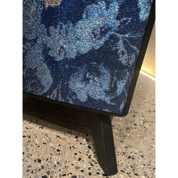 Peacock Brocade Gramophone Record Player with Petal Horn in black — in a room setting