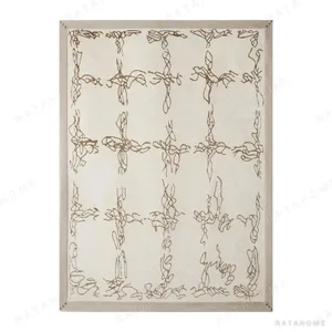 Abstract Cut-Out Rug in Terracotta and Sand — in a room setting