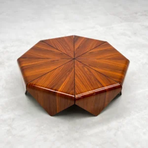 Petal Hexagonal Rosewood Veneer Coffee Table in clay — front view