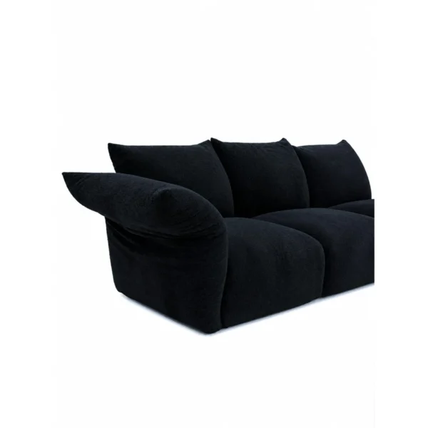 Petal Modular Sofa in Ink Blue with Steel-Framed Curved Arms — in a room setting