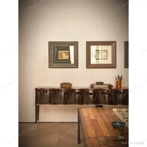 Peyton Zebra-Marquetry Sideboard with Faceted Doors in clay — in a room setting