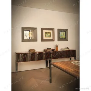 Peyton Zebra-Marquetry Sideboard with Faceted Doors in clay — in a room setting