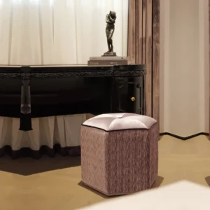 Pleated Purple Art Pouf in velvet — front view